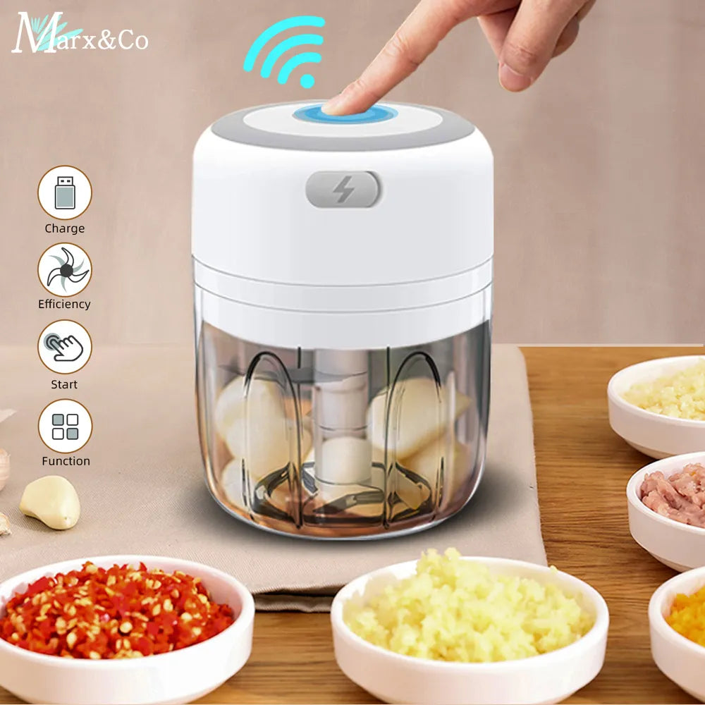 Electric Garlic Crusher Vegetable Cutter Chili  Masher Durable Garlic Chopper USB Charging Kitchen